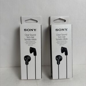 Sony Lot Of 2 Sets MDR-E9LP Stereo Earphones Lightweight Black Wired Earbuds New